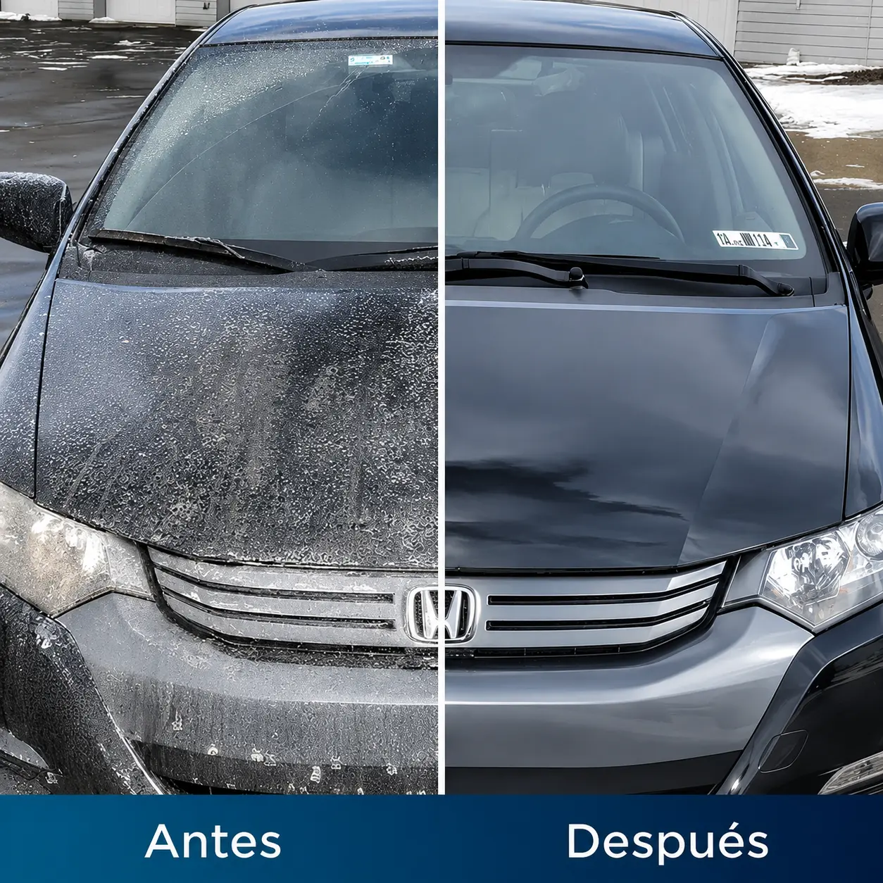 Antes y después de limpiar un coche con TurboJet