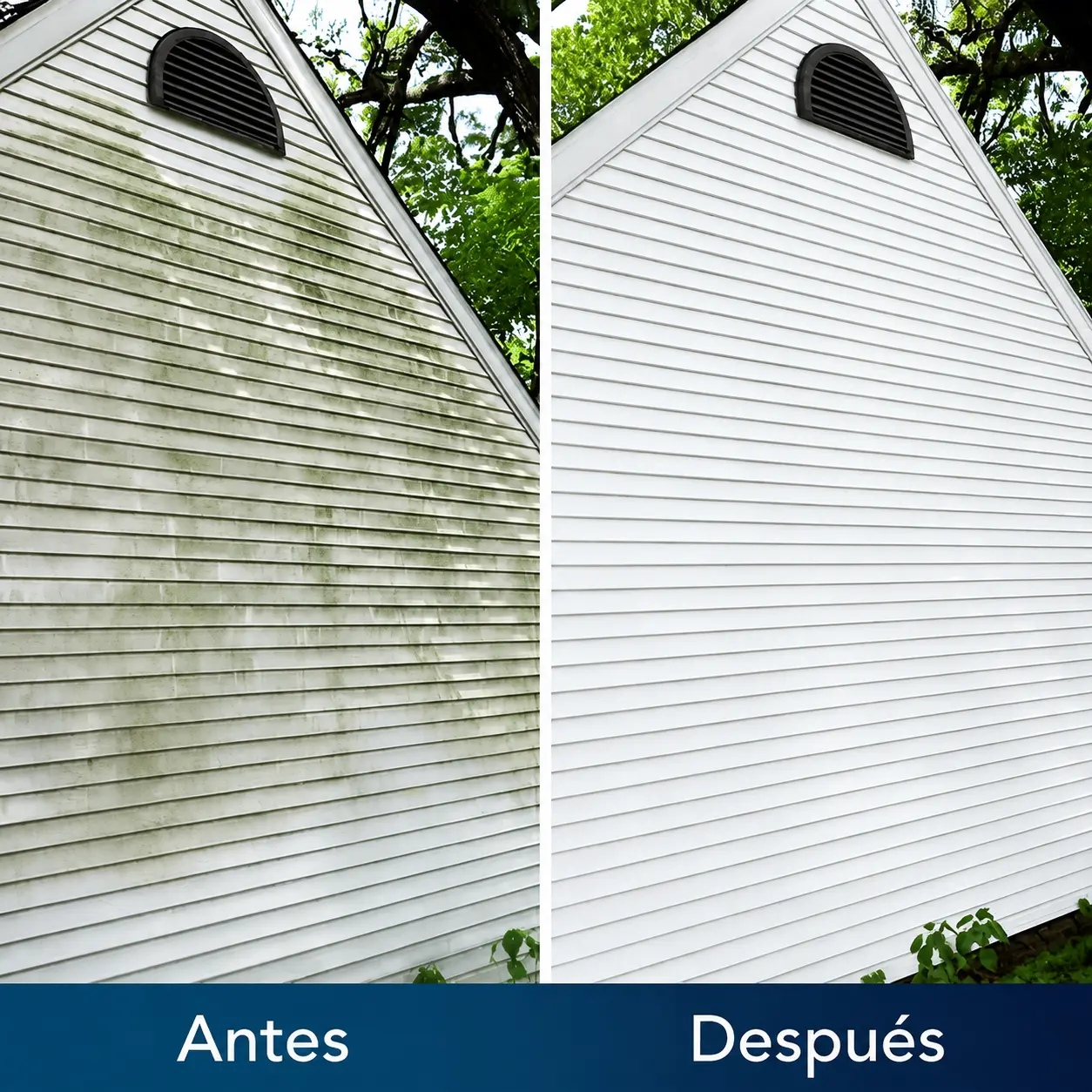 Antes y después de limpiar una fachada con TurboJet